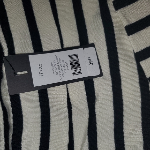 Dynamite Off-Shoulder Striped Bodysuit / Size XS - Picture 2 of 2
